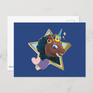 Afro Unicorn Magical Star Postcard