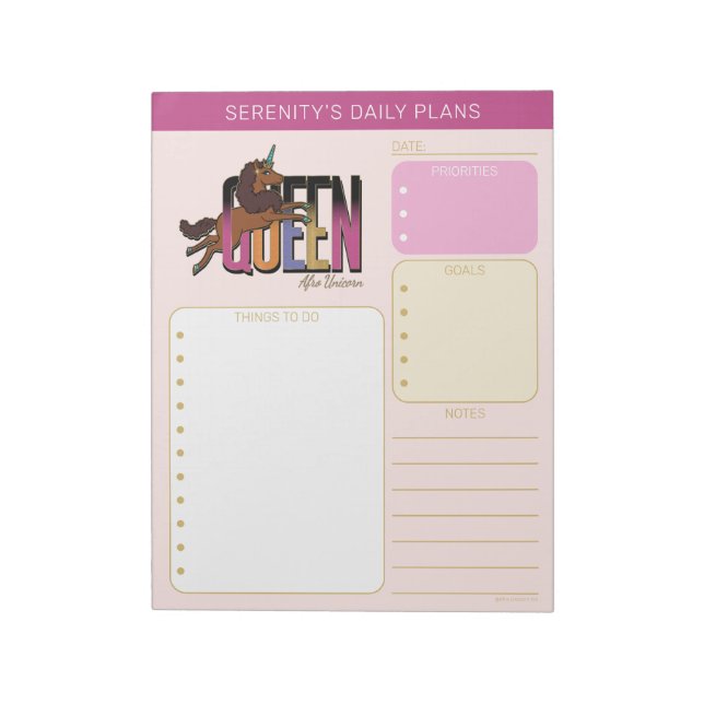 Afro Unicorn Queen Design Notepad (Rotated)