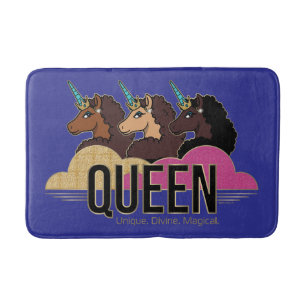 Afro Unicorn Queen Trio Design Bath Mat