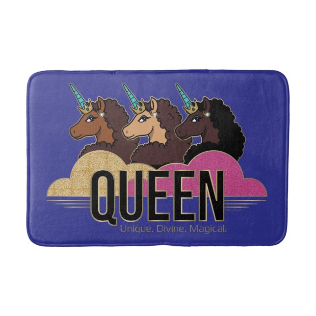Afro Unicorn Queen Trio Design Bath Mat (Front)