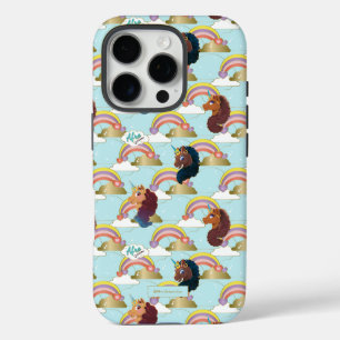 Afro Unicorn Rainbow and Hearts Pattern iPhone 16 Pro Case