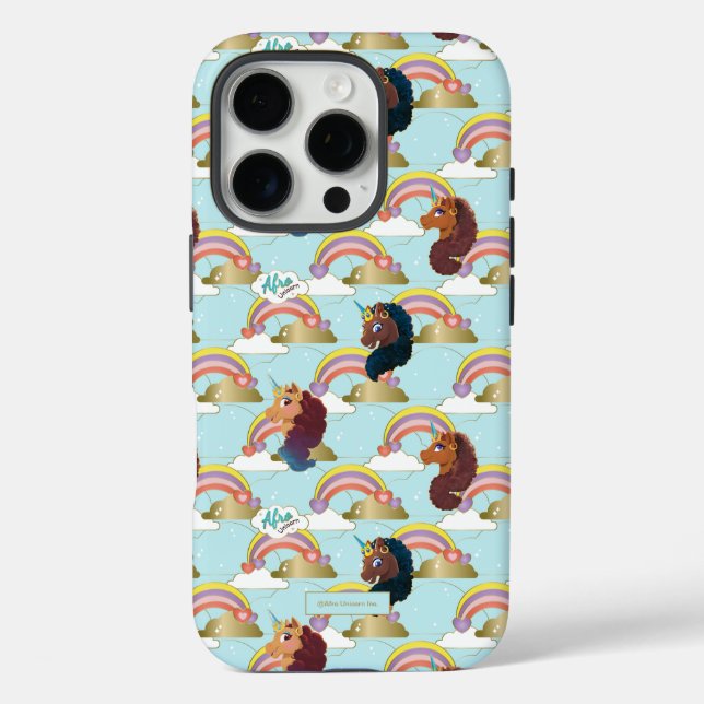 Afro Unicorn Rainbow and Hearts Pattern Case-Mate iPhone Case (Back)