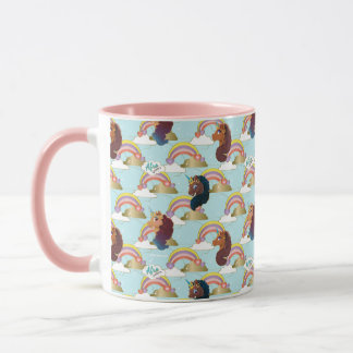 Afro Unicorn Rainbow and Hearts Pattern Mug
