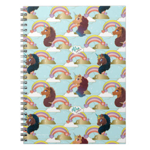 Afro Unicorn Rainbow and Hearts Pattern Notebook