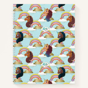 Afro Unicorn Rainbow and Hearts Pattern Notebook