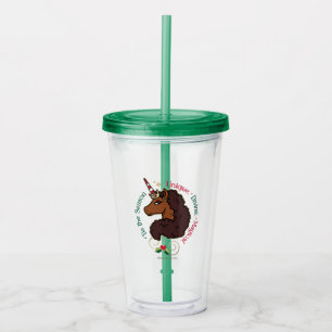 Afro Unicorn 'Tis the Season Holiday Unicorn Acrylic Tumbler