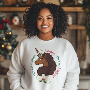 Afro Unicorn 'Tis the Season Holiday Unicorn Sweatshirt
