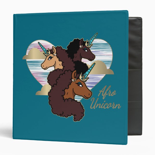 Afro Unicorn Trio Heart Design Binder (Front/Inside)