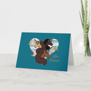 Afro Unicorn Trio Heart Design Card