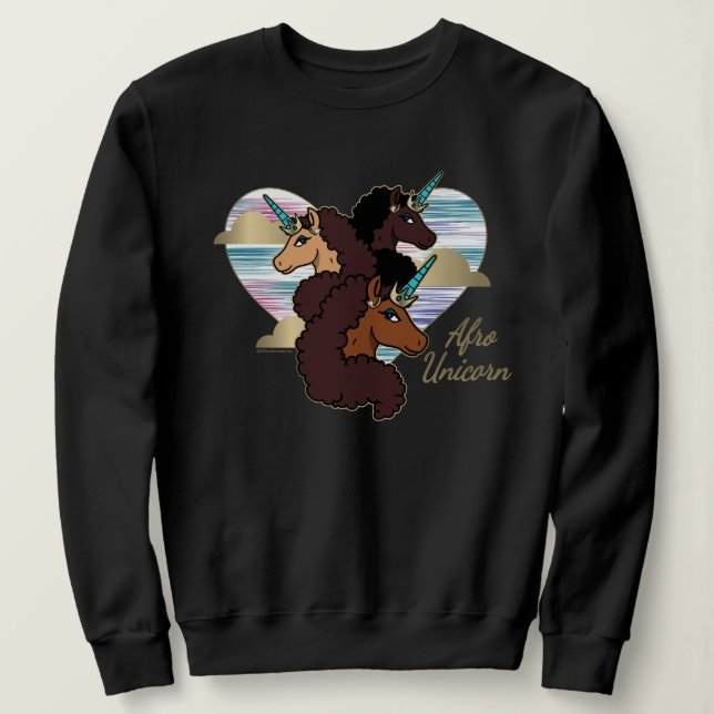 Afro Unicorn Trio Heart Design Sweatshirt (Design Front)