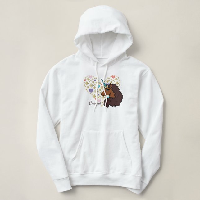 Afro Unicorn | Unique Heart Design Hoodie (Design Front)