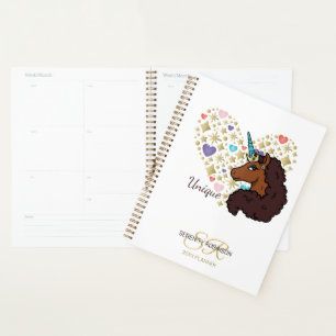 Afro Unicorn   Unique Heart Design Planner