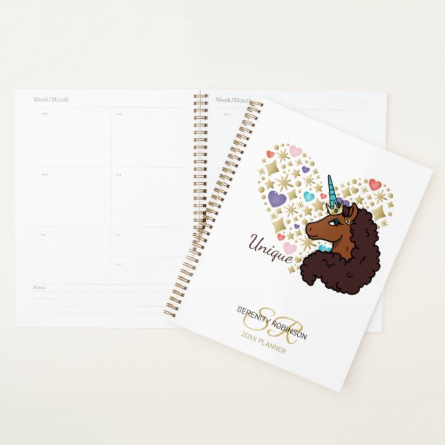 Afro Unicorn | Unique Heart Design Planner (Display)