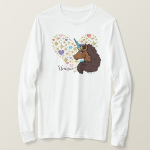 Afro Unicorn Unique Heart Design T-Shirt