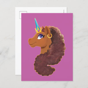 Afro Unicorn   Unique Postcard