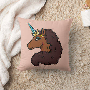 Afro Unicorn   Unique Throw Pillow
