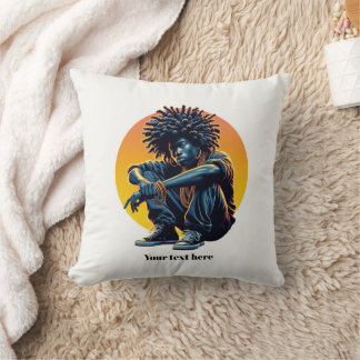 Afro Urban Cool – Bold Street Style Art Illustrati Throw Pillow