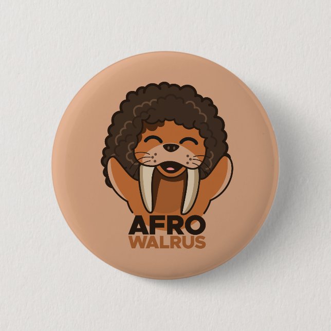 Afro Walrus 2 Inch Round Button (Front)