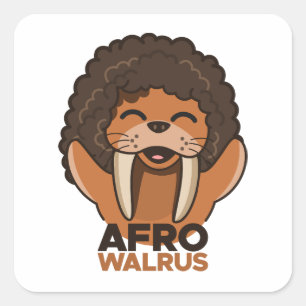 Afro Walrus Square Sticker