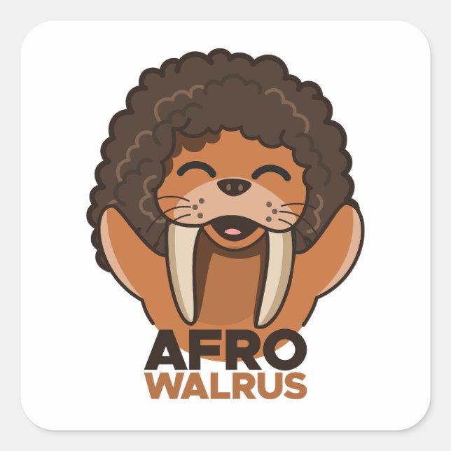 Afro Walrus Square Sticker (Front)