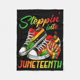 Afro Woman Black Girls Sneakers Stepping Into June Fleece Blanket