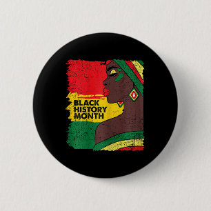 Afro Woman Black History Month Colours Men Women W 2 Inch Round Button