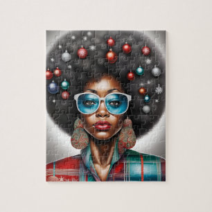 Afro woman elegant and bizarre holiday mood jigsaw puzzle