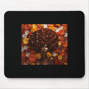 Afro Woman Floral Black Queen Puff Art Melanin Aut Mouse Pad