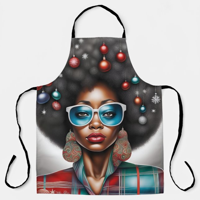 Afro woman  holiday mood  apron (Front)