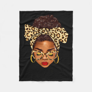 Afro woman messy bun black gigi life mother's day fleece blanket