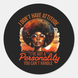 Afro Women Black Pride African American Girl Women Classic Round Sticker