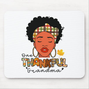 Afro Women Messy Bun One Thankful Grandma Fall Tha Mouse Pad