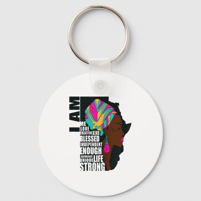 Afro You Are Enough I Am Insrational Sayings Motiv Keychain (Front)