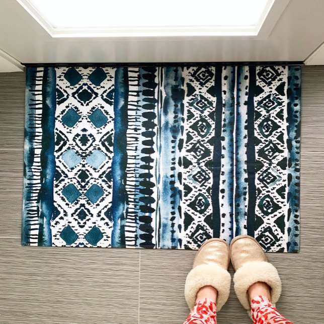 AFROBEAT Indigo Tribal Boho Doormat (Creator Uploaded)