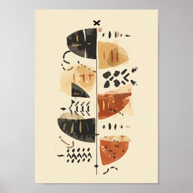 Afrobohemian Mudcloth Boho Abstract Wall Art (Front)