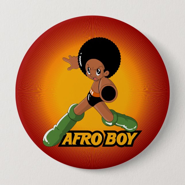 AfroBoy! 4 Inch Round Button (Front)