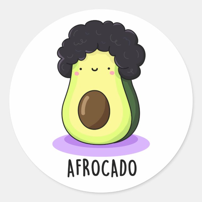 Afrocado Funny Avocado With Afro Pun  Classic Round Sticker (Front)