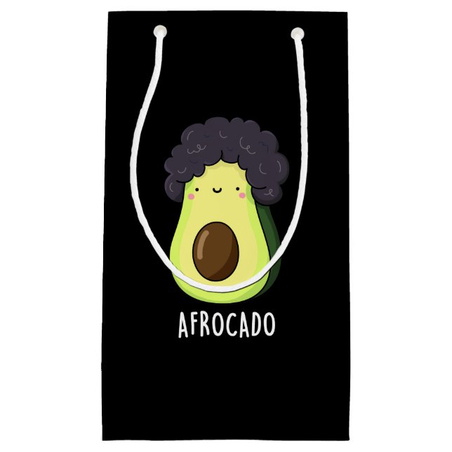 Afrocado Funny Avocado With Afro Pun Dark BG Small Gift Bag (Front)