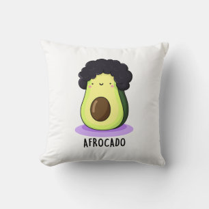 Afrocado Funny Avocado With Afro Pun  Throw Pillow