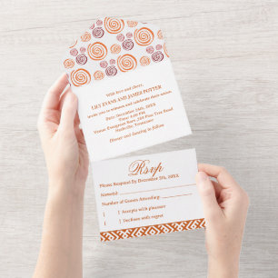 Afrocentric Abstract Pattern African Print Wedding All In One Invitation