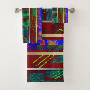 Afrocentric Abstract Symbols Bath Towel Set