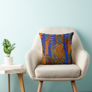 Afrocentric Abstract Tribal Motif Throw Pillow