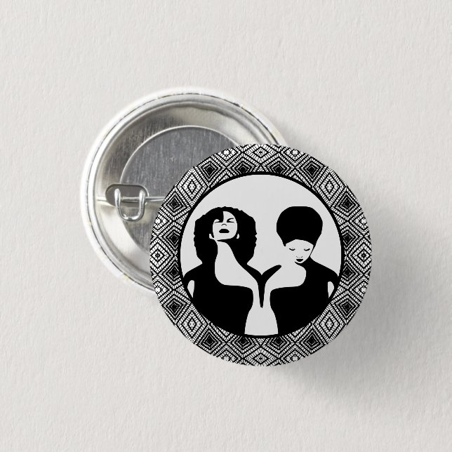  Afrocentric Art Abstract Black Women 1 Inch Round Button (Front & Back)