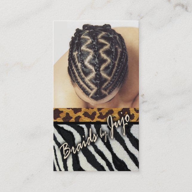 Afrocentric Braids - African Cornrows Hair Stylist Business Card (Front)