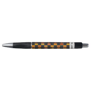 Afrocentric Colourful Black Pinstripe Kente Name Pen