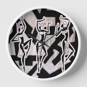 Afrocentric Dance Motif Silhouette Clock