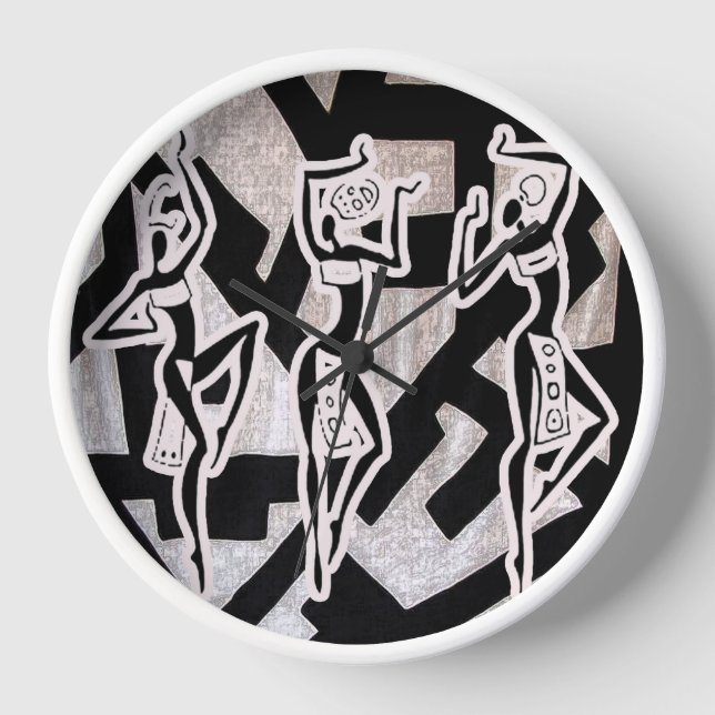 Afrocentric Dance Motif Silhouette Clock (Front)