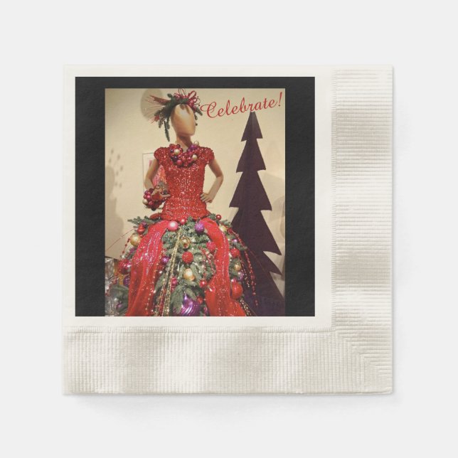 Afrocentric Dress Form Mannequin Christmas Tree Napkin (Front)