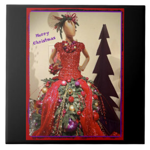 Afrocentric Dress Form Mannequin Christmas Tree Tile