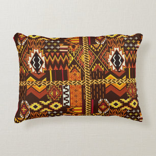 Afrocentric Elegance: Geometric Motif  Accent Pillow
